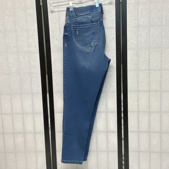 Democracy Mid Rise Ab-solution Ankle Skimmer Denim Blue Jeans Gold Buttons 10 - Picture 6 of 16